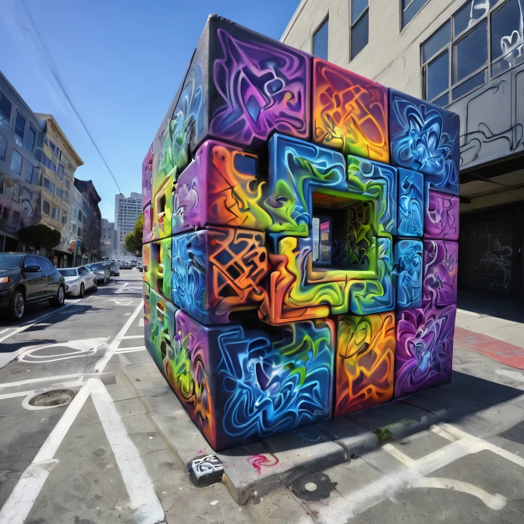 f4b14n san francisco rainbow cube graffiti