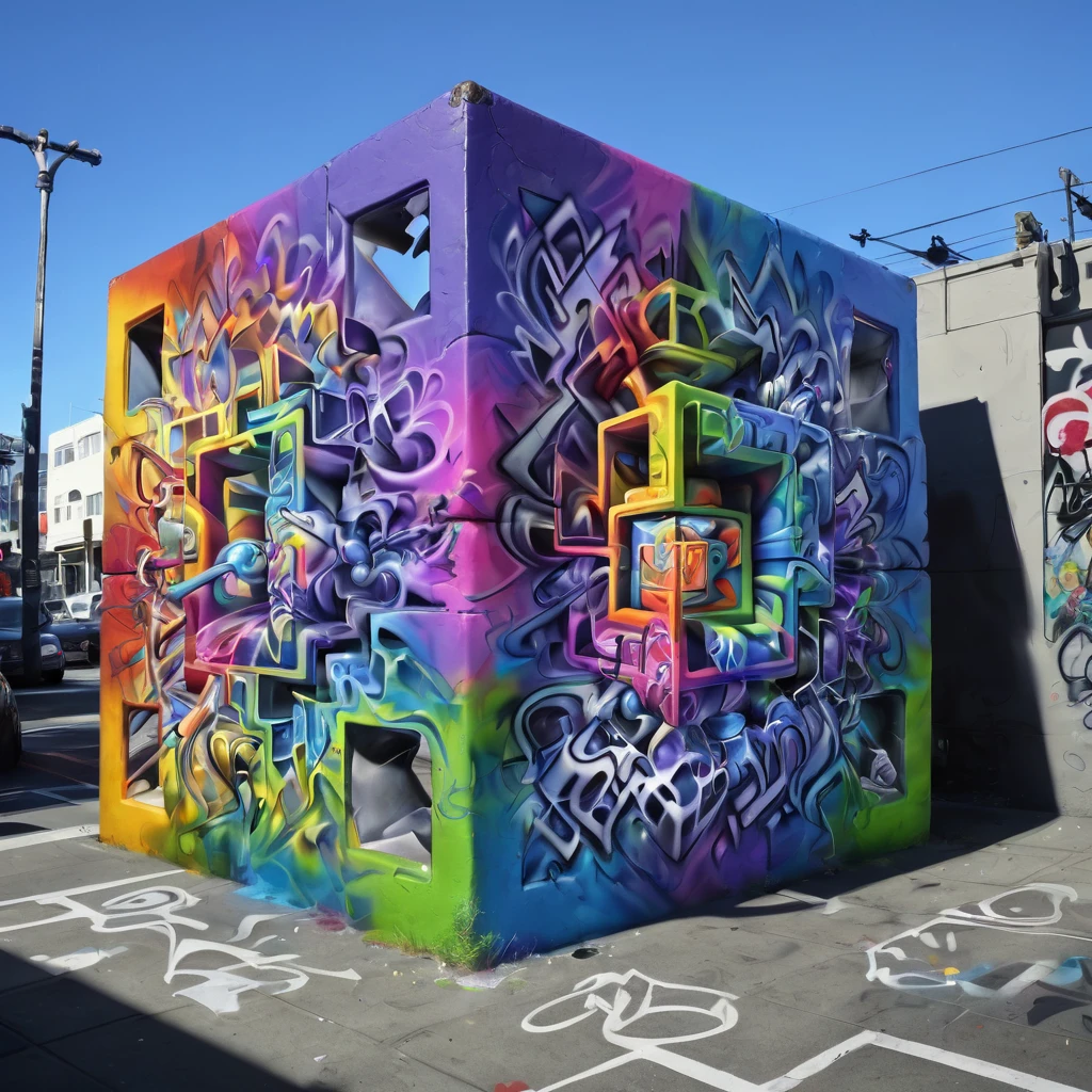 f4b14n san francisco rainbow cube graffiti