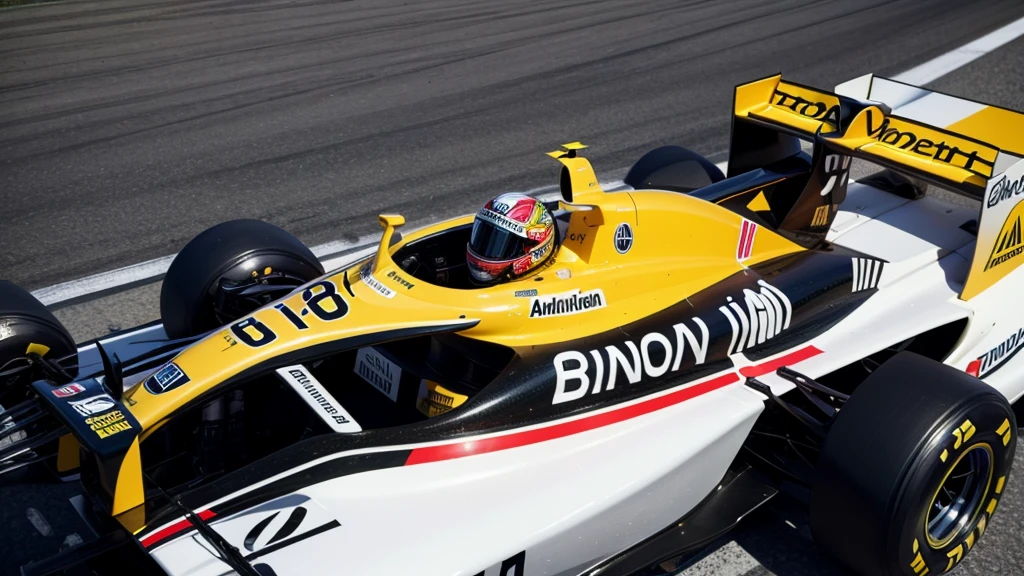 create image of ayrton senna in a 2024 formula 1