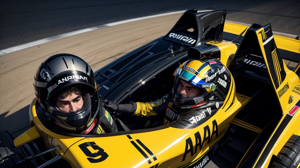 create image of ayrton senna in a 2024 formula 1