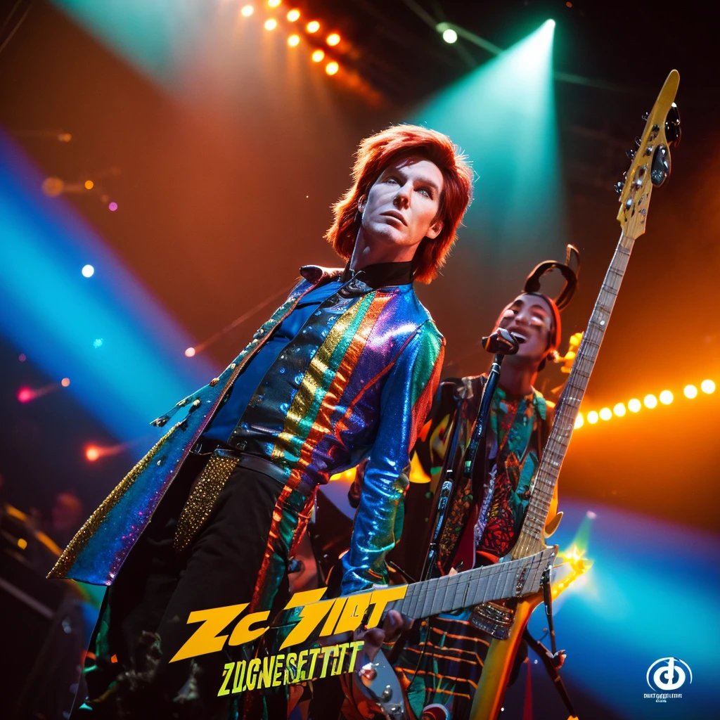 "At the edge of the universe, an unknown planet...""Ziggy Stardust, the pilot of a mysterious spaceship""His name, along with his legendary attire"Building friendships through different cultures and music""A concert on a planet where music holds power""Becoming a beacon of music and love across the universe""The beginning of Ziggy Stardust's strange adventure"