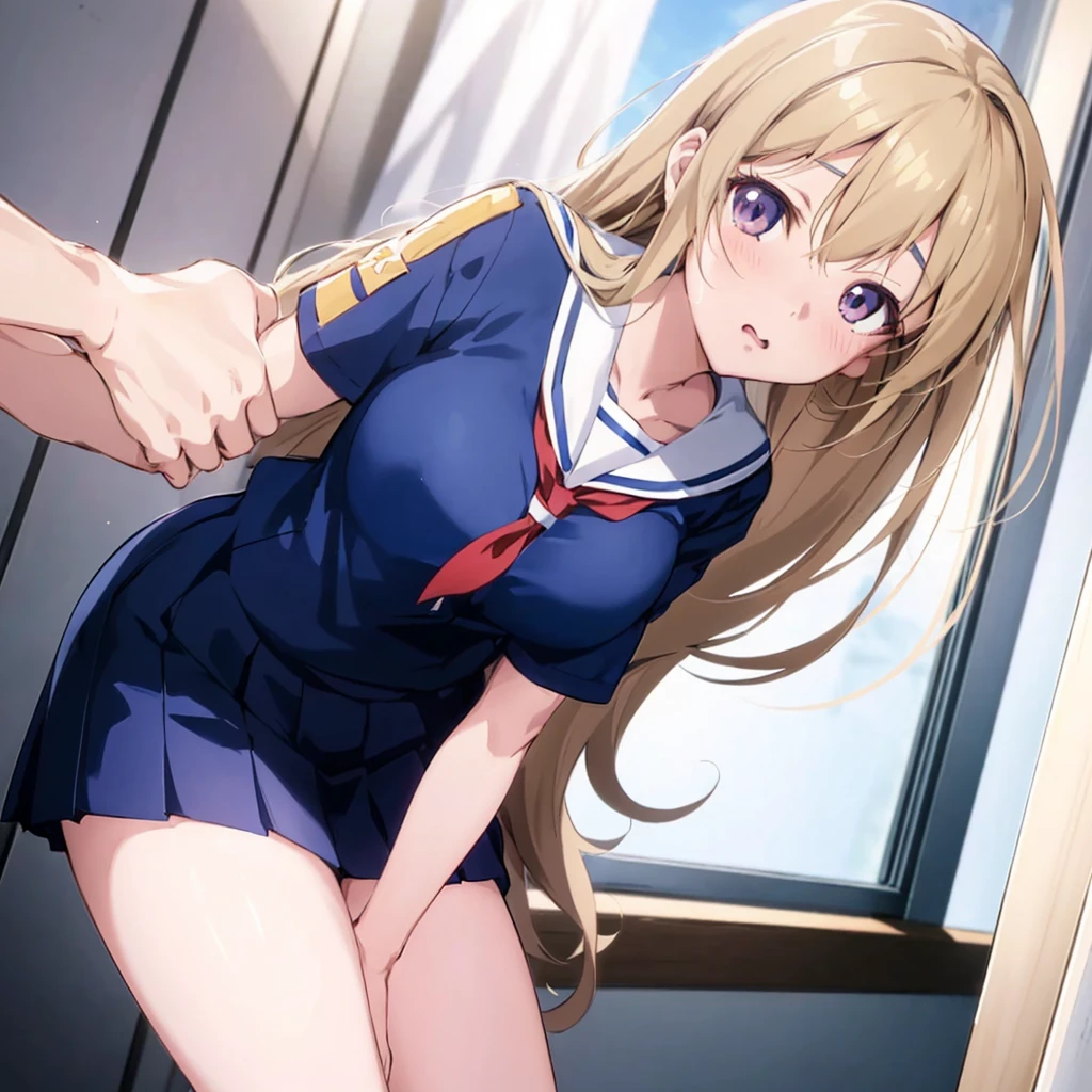 Anime girl in uniform holding a baseball bat in front of the window, beautiful anime high school girl, Smooth Anime CG Art, marin kitagawa fanart, nagatoro, Anime visuals of cute girls, a hyperrealistic , Anime Best Girl, Realistic , Seductive Anime Girl, a hyperrealistic , Ecchi anime style, Ecchi, oppai