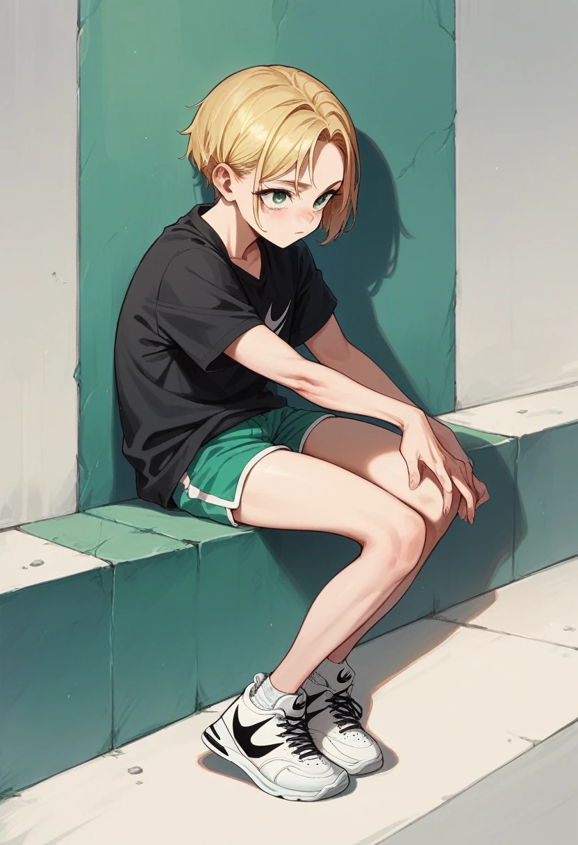 Girl wearing nike pro shorts and looking 18 young blonde