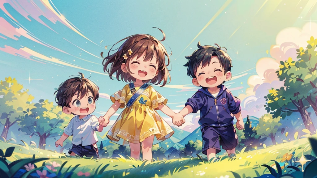 score_9,score_8_superior,(((Highest quality、Masterpiece、Official Art、The best dynamic composition、Super detailed)))、Single Mother、(((She is holding hands with a 3--old and laughing happily.)))、Heartwarming、A gentle smile、A sparkling world、Gentle sunlight、