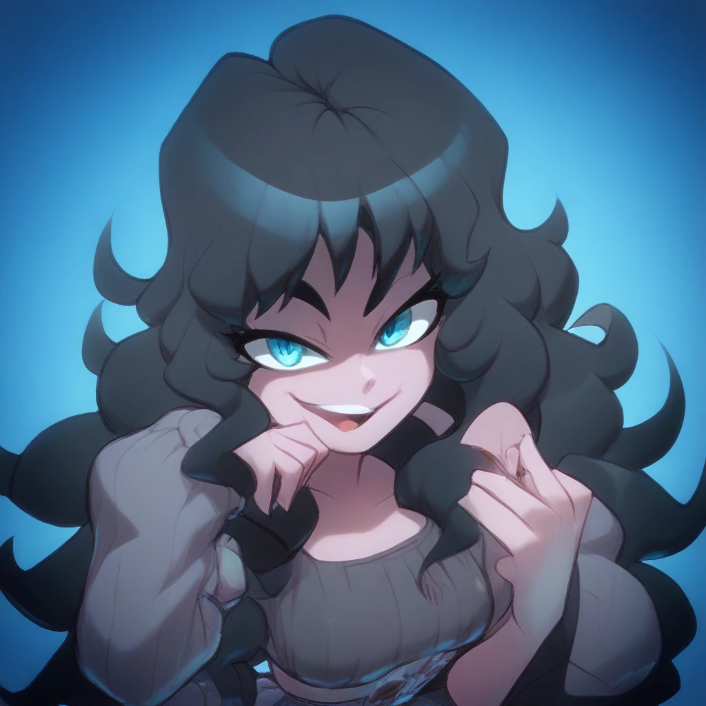 Ralph Bakshi Style, Curvy blue eyed girl with long wavy black hair and small breasts, (extreme nsfw)3.0, lewd3.0, upshot, pov