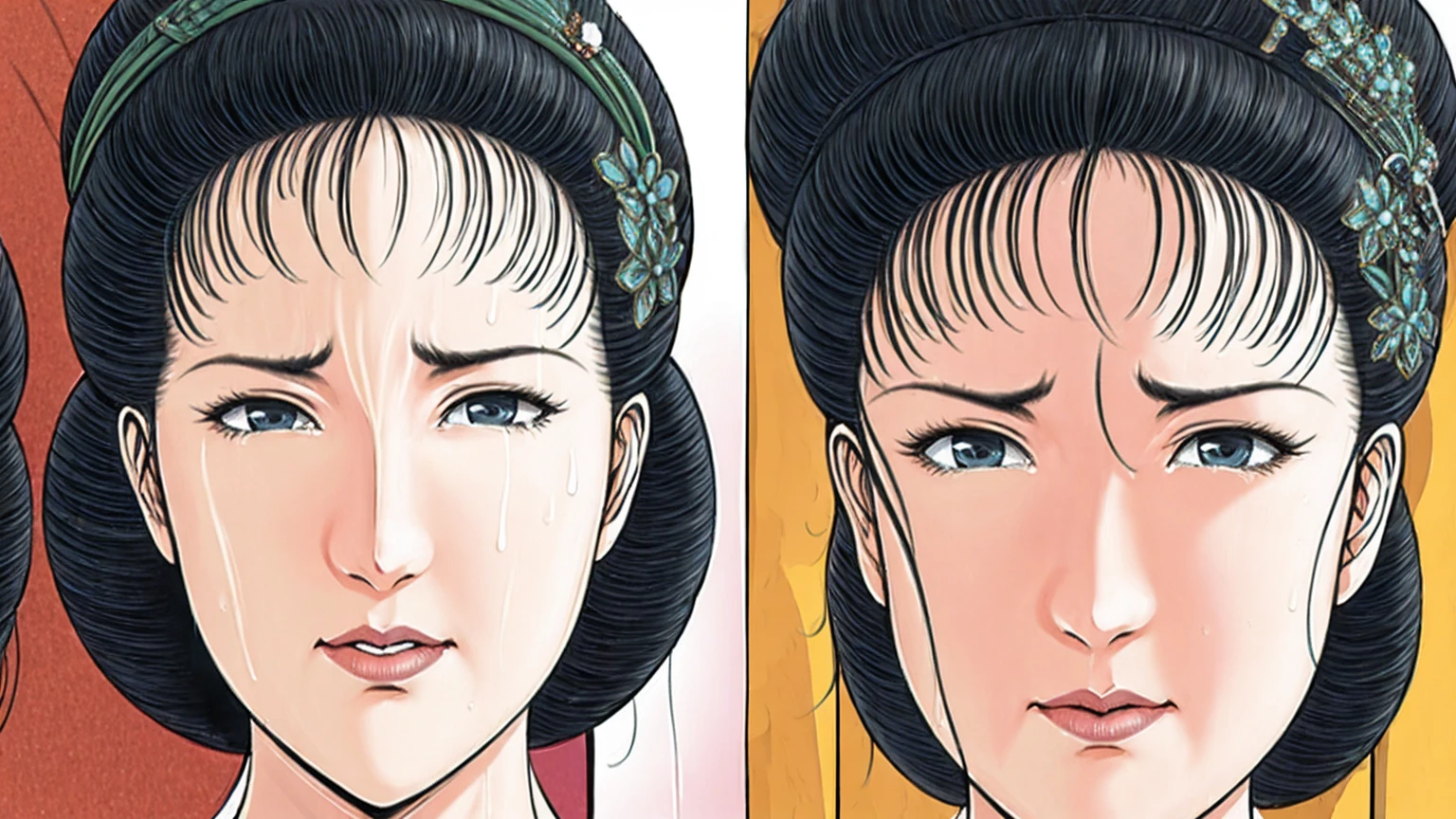 (best quality), (very aesthetic), (ultra-detailed), (best illustration),(a mature female),(perfect face),Suikoden,Mrs. Lin,(((NSFW))),((full_body)),((full_Nude)),(crying),red cheek,sweating,skinny,flushed skin,(Woman with pubic hair),(Lying face down on the bed),traditional Chinese bedroom,