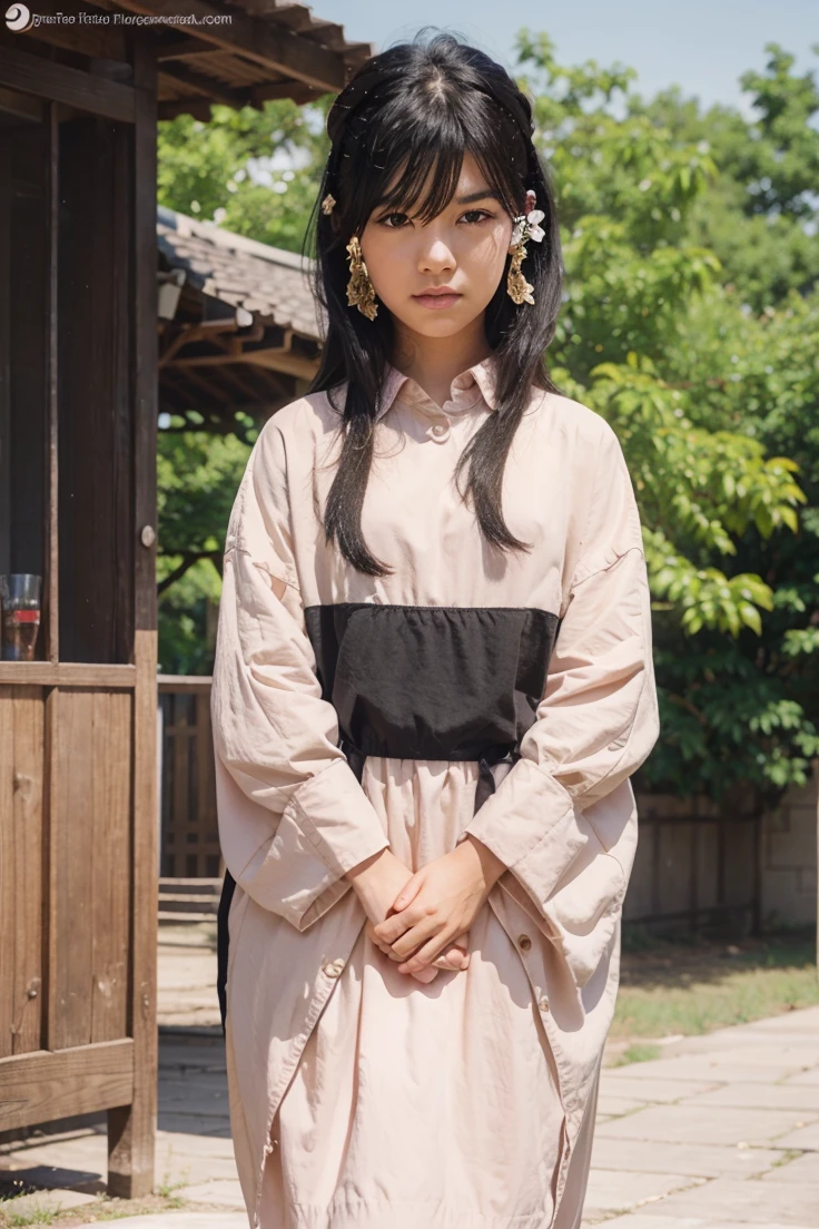 1girl, black hair, Realistic