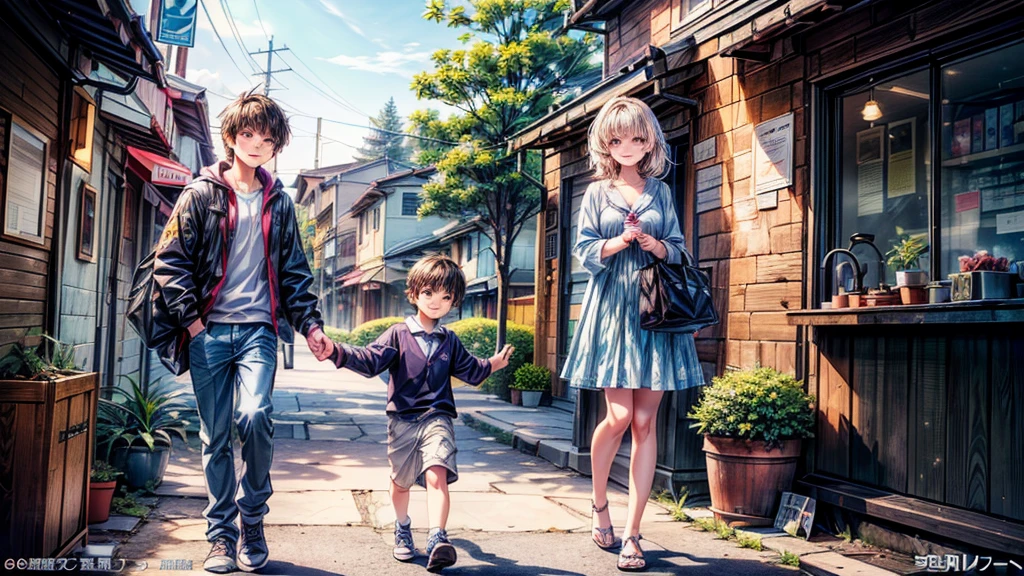 score_9,score_8_superior,(((Highest quality、Masterpiece、Official Art、The best dynamic composition、Super detailed)))、(((Single Mother)))、(((2８Year-old mother and 6-year-old boy)))、A mother watches her son walk to school alone after becoming an elementary school student、Heartwarming、A gentle smile、A sparkling world、Gentle sunlight、