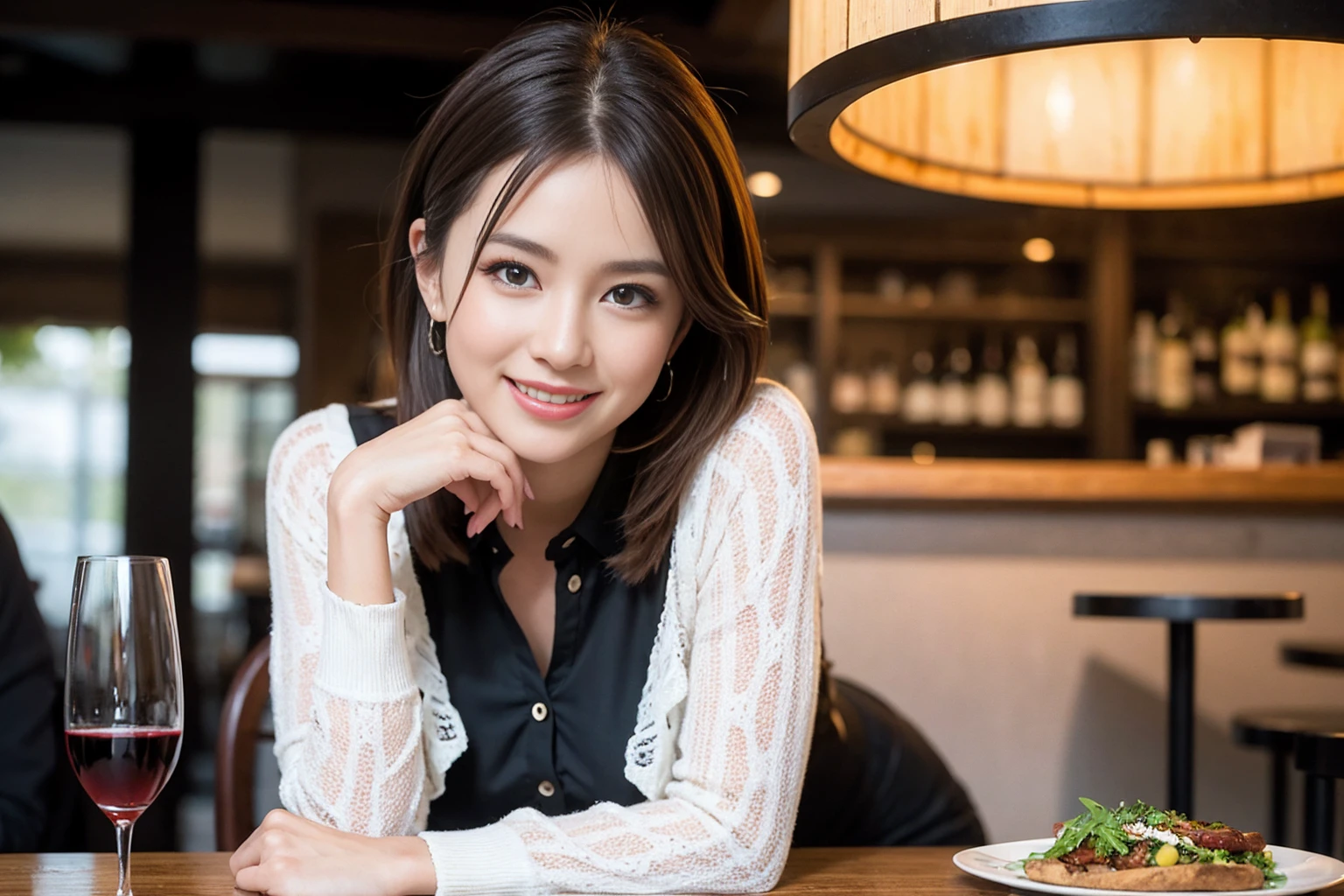((Highest quality、8K、masterpiece:1.3))、slimカップル、modelカップル、(Realistic, Intricate details:1.2), full-course dinner、Wine Party、Amazing view of the sunset sky and clouds、A bright smile、The wonderfulness of smile、Bright image、The beauty of wine, Beautiful Face, blue eyes, The light shines on your face, Blushing, short hair,Bright Face、 (Age 37), 39 years old, red wine 、Appetizers、Italian food、Wine bottle、Champagne、sparkling wine、Two beauties、Brown Hair、Shortcuts、Long sleeve shirt、dress、Beautiful woman 1, (slimな顔), (The body is slim), (Brown Hair), (Shortcuts), cheeks turn a little red,Attractive beauty、restaurant, In a prominent place (From the waist up) Nova Frog Style, actress, model, Upper Body, White wine, slim, wine glass, 中央に置かれたwine glass, smile, (smile: 1.15), Beautiful fine grain, Depth f/2,saturation, High Contrast, Strong light and shadow,Moist Body:1.5、3D texture、Delicate eyes、Brown Hair、The hair is very shiny、