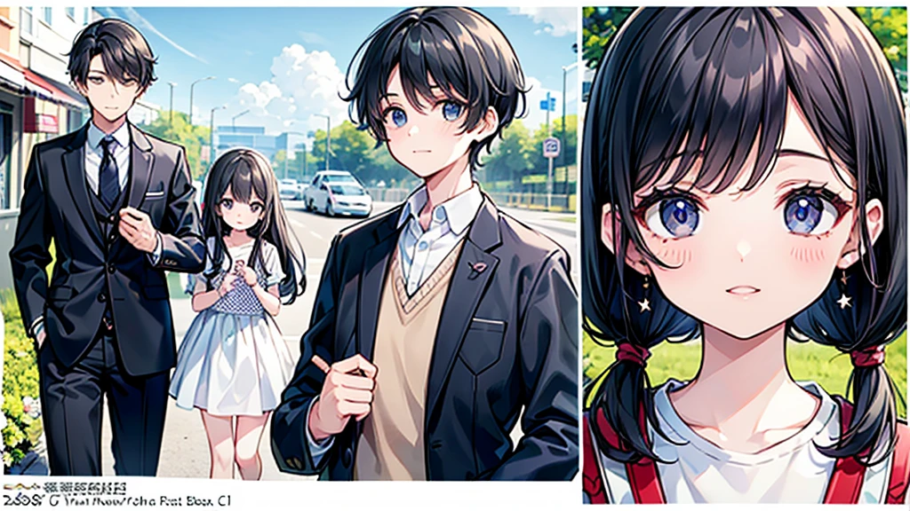 score_9,score_8_superior,(((Highest quality、Masterpiece、Official Art、The best dynamic composition、Super detailed)))、(((Single Mother)))、(((2８Year-old mother and 6-year-old boy)))、A mother watches her son walk to school alone, wearing a black backpack.、Heartwarming、A gentle smile、A sparkling world、Gentle sunlight、Focus on the face、