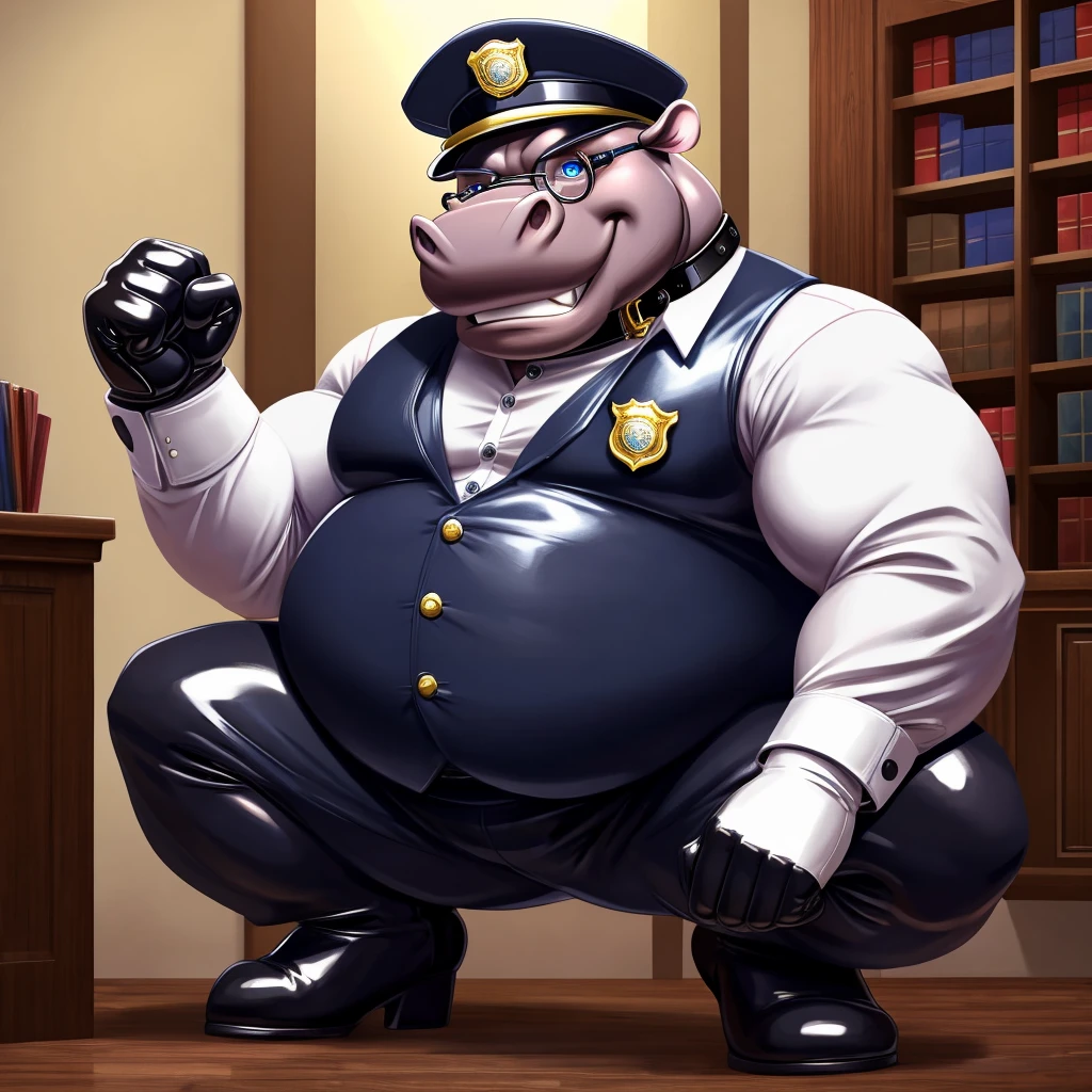 1 furry, a powerful minotaur, (german genetics, wearing a leather collar, very soft pastel pink fur, relaxing in a police station changing room, looking at viewer, shy:1.19) oversized horns, male, soft light, (hyper genitalia, photorrealistic rendering, detailed manly bull face, minotaur wearing black swat gear, detailed clothing textures:1.3), solo, wearing black tactical boots, (photographic masterpiece: 1.6), (penis bigger than body, hyper long penis, accurate long equine genitalia, longest penis, erection, very detailed tactical boots:1.61), (mottled penis, precum, glistening precum, minotaur with hyper equine genitalia, hyper black saggy testicles:1.44), hyperrealistic equine genitalia, (very oversized footwear, photorrealistic lighting, medial ring, hazel eyes, sitting on a bench, room full of tactical gear and boots, excessive precum, fully clothed:1.43), oversized cow nose