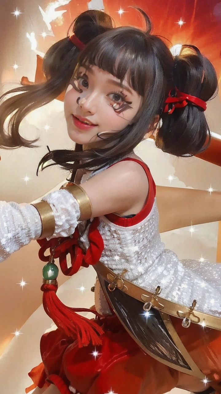 a woman is cooking、(kitchin_apron:1.Wear 3)、Good Hand、4K、hight resolution、​masterpiece、top-quality、cape:1.3、((Hasselblad photo))、Fine skin、sharp focus、(lighting like a movie)、Soft lighting、dynamic ungle、[:(Detailed face:1.2):0.2]、Medium chest、sweats streamed skin:1.2、(((In the kitchen))) Cute smile　Viewer's Perspective　Colossal tits　Tying hair　Sleeveless　Put out your upper arm　Shoulders are sticking out　Cleanliness　Large kitchen　Beautiful kitchen　wine glasses　wide々and beautiful kitchen background　Clean kitchen