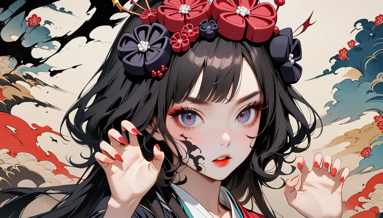 /imagine prompt: At the front, there is a woman dressed in gorgeous clothes, the manager of the residential area, Wu Jie. Standing beside her is a group of bizarre little demons. Her eyes reveal a twisted and abnormal look. I'm already looking forward to the confrontation between Big Shot No. 9 and her, by Manhua --niji 5