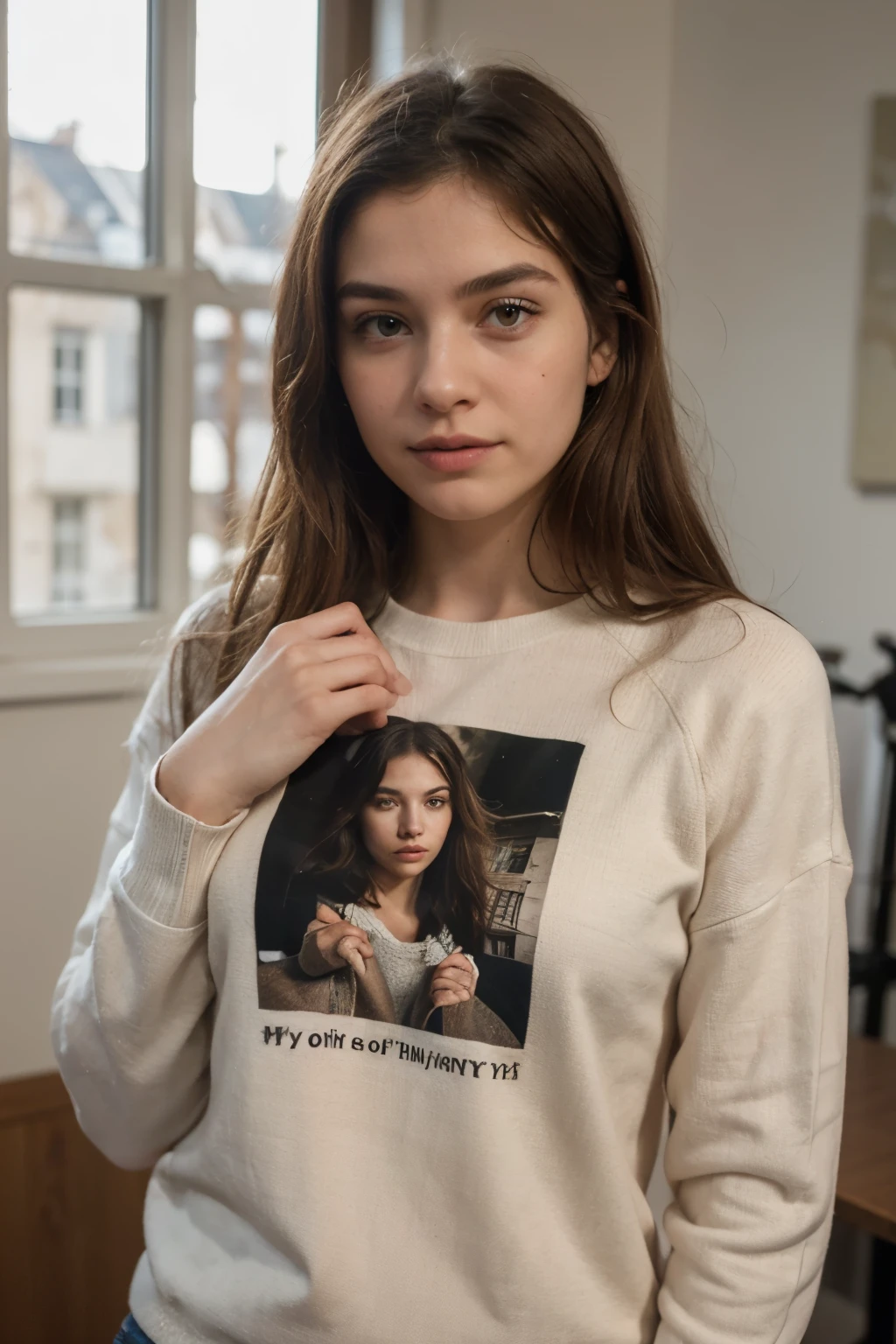 ((best qualityer)), ((work of art)), (detailded), 1 girl, ombro to ombro sweater,