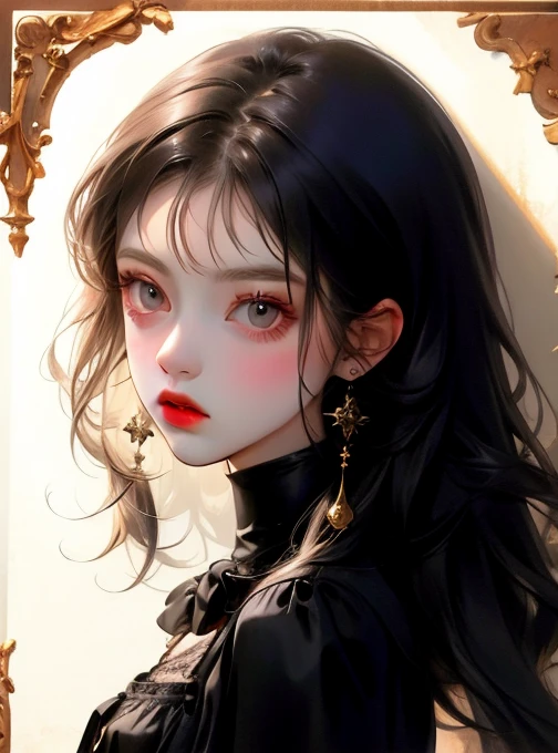 Girl, fashionable black dress 