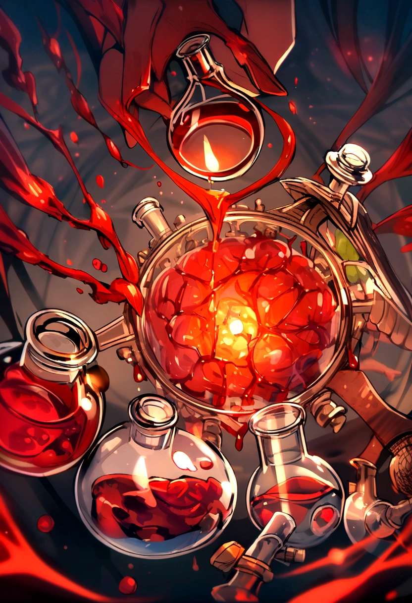 flask, red liquid, alchemy, fantasy, magic