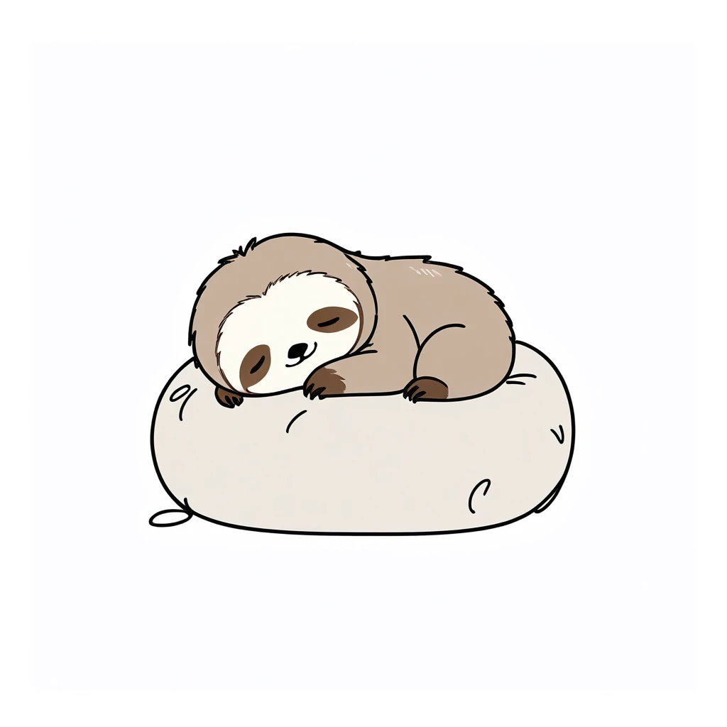 1sloth only,simple,(white background:1.4),doodle,scribble,minimalism,sleep