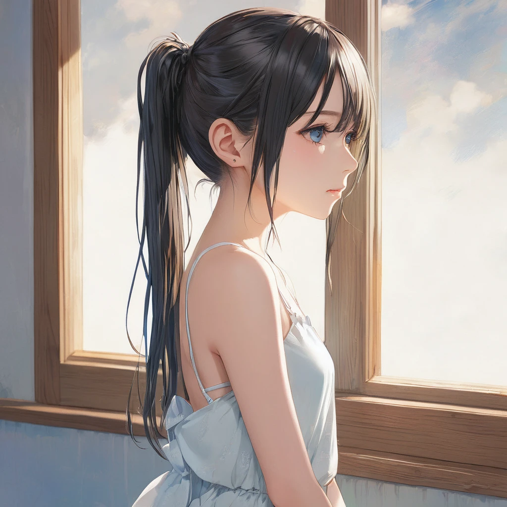 (masterpiece, Highest quality:1.2), One girl, alone,bony body、15 years old、Anime Style