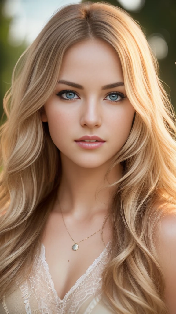 Photo of the world's most beautiful and drop dead gorgeous girl of all time, ((sexy pose)), ((seductive facial expression)), (((photorealistic))), (((hyperrealism))), (((ultra sharp))), (((ultra focused))), masterpiece, best quality, UHD, 8K, ((depth of field)), 4K, RTX, HDR, ((long wavy blonde and brunette hairstyles)), ((expressive and alluring eyes)), (((camera effect: film grain))), (((camera focus: sharp and tactile))), ((((cinematic lighting: soft and warm toned))).