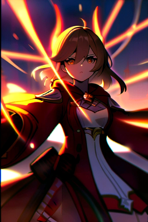 Amber from genshin impact aiming her bou towerds the sky