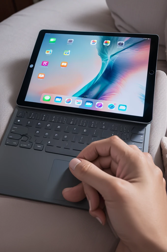 An iPad Pro on the bed