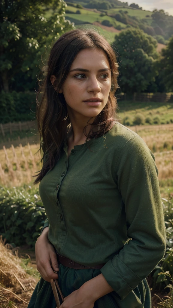 a lush green irish countryside field in the 19th century, farmers harvesting potatoes, cinematic, dramatic lighting, romantic, beautiful detailed faces, impasto oil painting, intricate details, muted colors, dramatic shadows, dramatic composition, volumetric fog, warm golden hour lighting, depth of field, detailed skin textures, highly detailed, masterpiece, (best quality,4k,8k,highres,masterpiece:1.2),ultra-detailed,(realistic,photorealistic,photo-realistic:1.37)