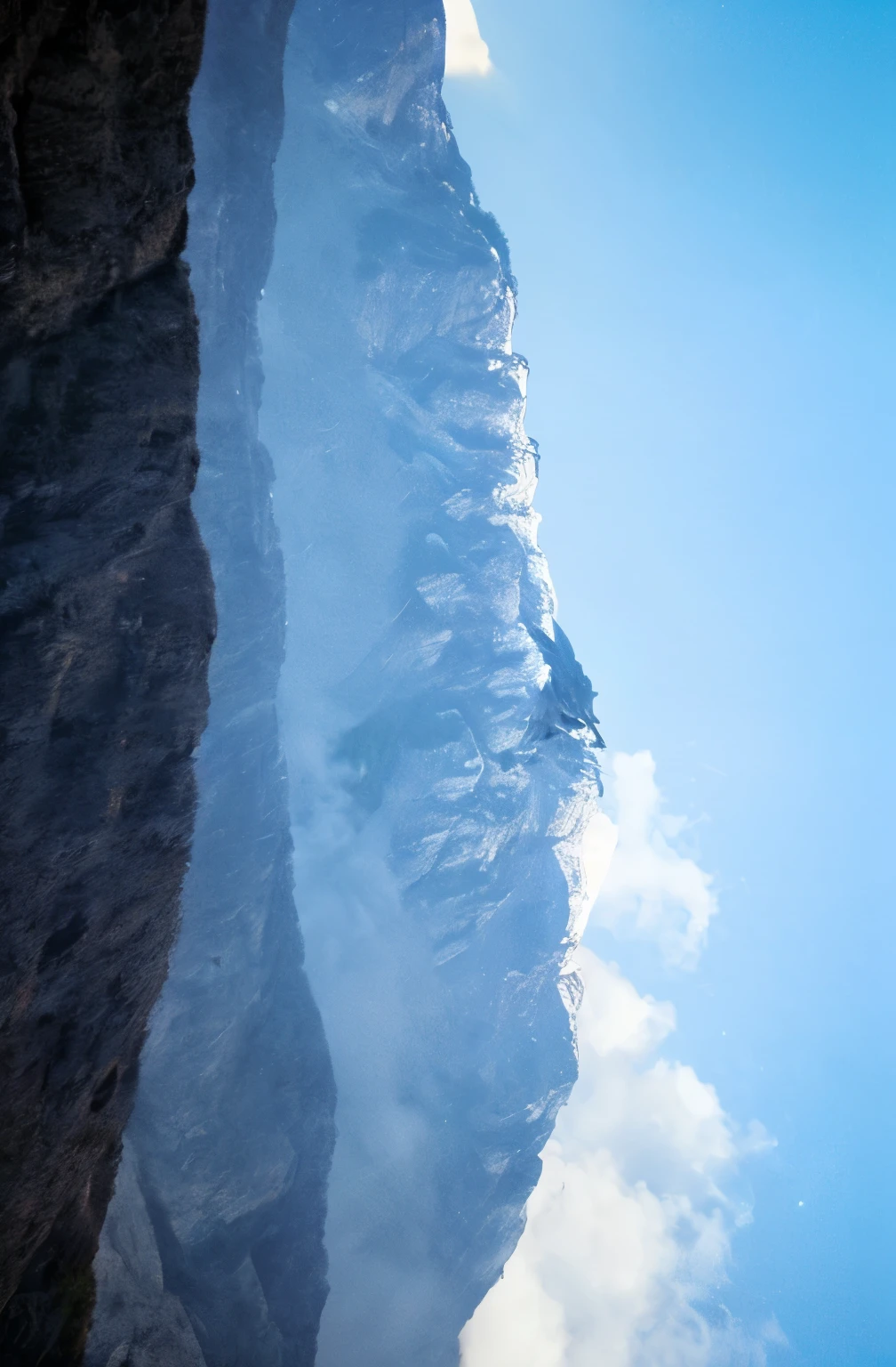 Make an art of the mountain, dragon flying above,