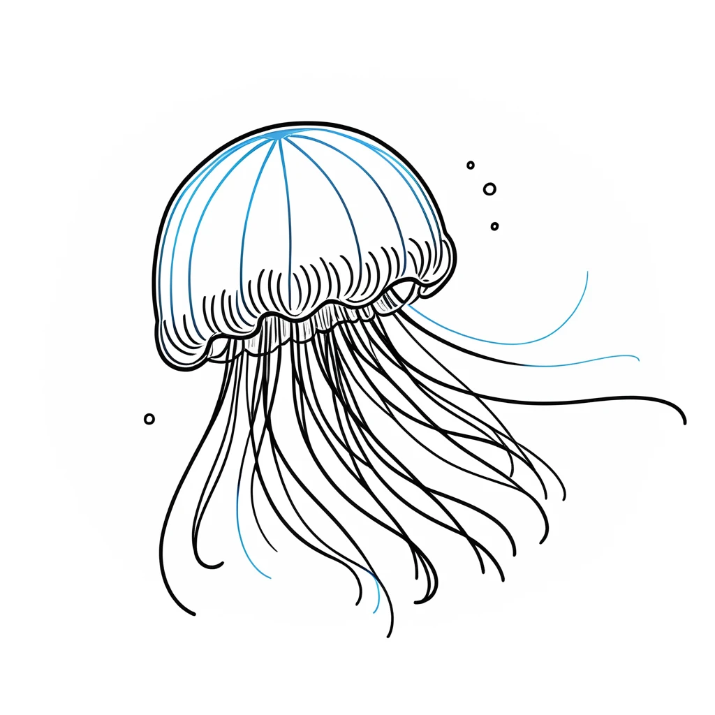 1jellyfish only,simple,(white background:1.4),doodle,scribble,minimalism,diagrammatic drawing