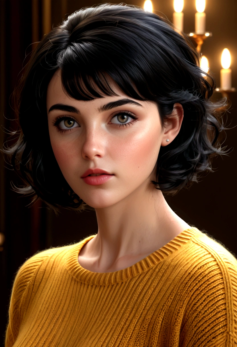 (masterpiece:1.3), (8K, Realistic, RAW Photos, Highest quality: 1.4), (One girl), Beautiful Face, (Realistic Face), (Black Hair, short hair:1.3), Beautiful hairstyle, Realistic eyes, Beautiful attention to detail, (Realistic Skin), Beautiful Skin, (sweater), Absurd, Charm, Ultra-high resolution, Ultra-realistic, Very detailed, Golden Ratio Information
