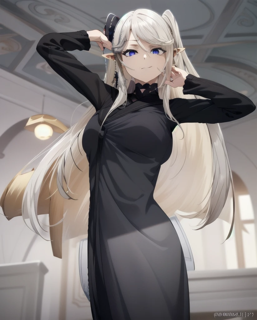 best quality, from below, log angle, intenseglare, disgust, shaded_face, shadow_over_eyes, glaring, looking down at the viewer, long platinum hair,blue eyes,pointy ears,elf,,masterpiece, highres, solo, ((naked1.4), anime_style, 14
