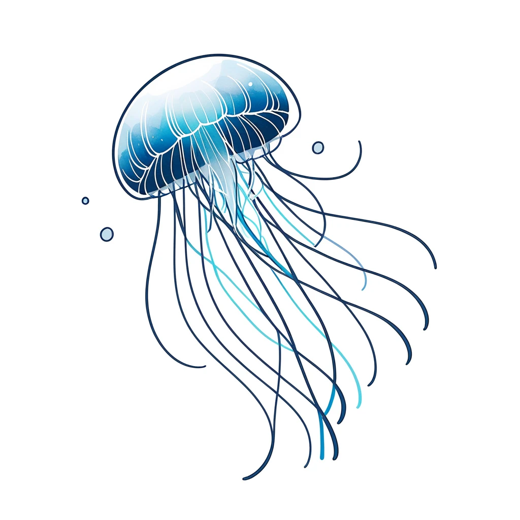 1 moon jellyfish only,simple,(white background:1.4),doodle,scribble,minimalism,diagrammatic drawing