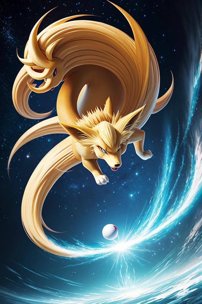 Epic Ninetales emerging from the epic pokeball