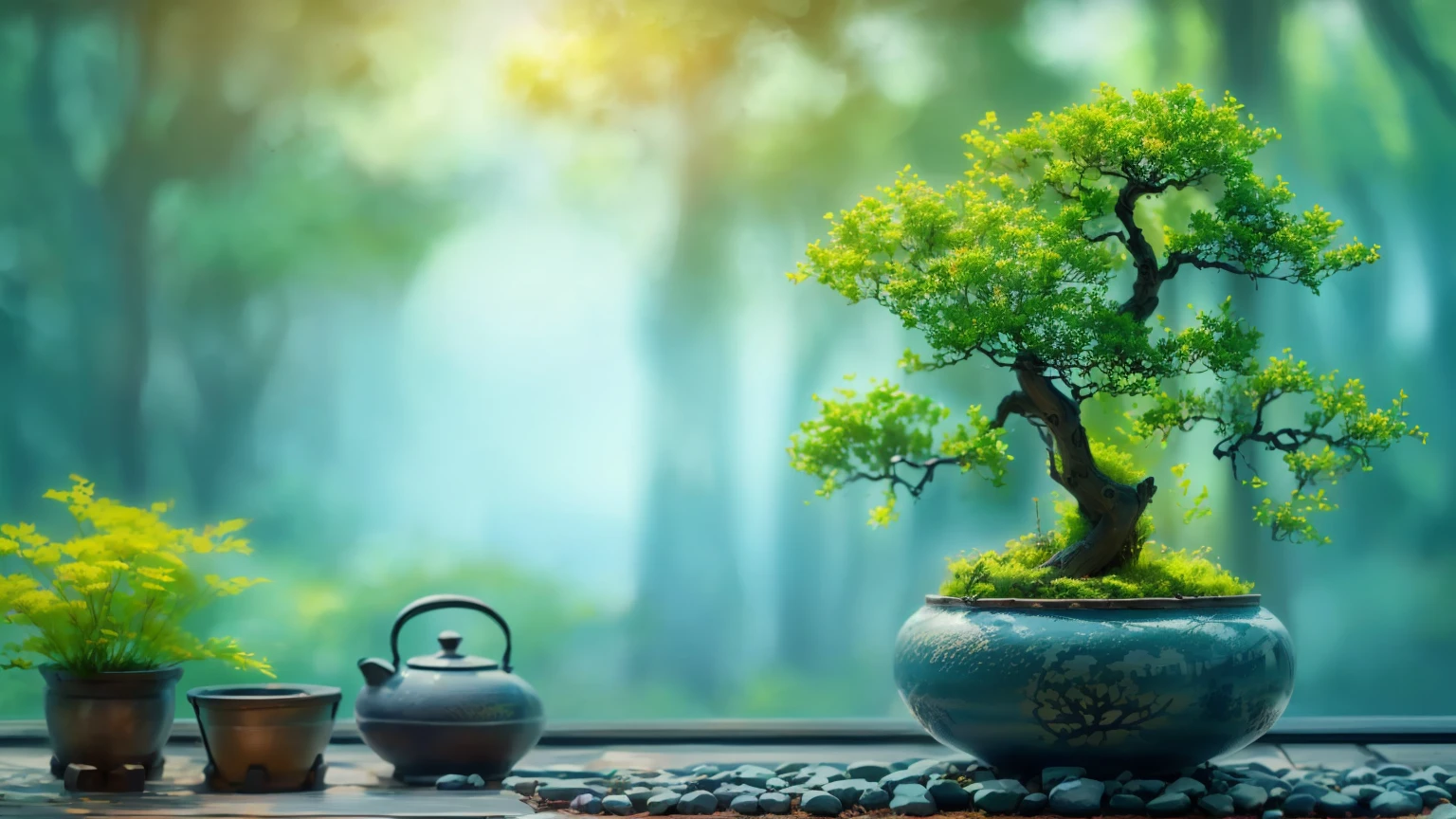 there is a Potted plants tree in a pot on a table, Zen Nature Background, lush plants and Potted plants trees, Potted plants tree, blue Potted plants, Beautiful Wallpapers, Awesome Wallpapers, High-resolution wallpapers, Potted plants trees, Nature Wallpaper, Beautiful background, Potted plants, made of Potted plants, Portrait Wallpaper, Zen temple background, Zen atmosphere, High Quality Wallpapers, high quality desktop wallpaper