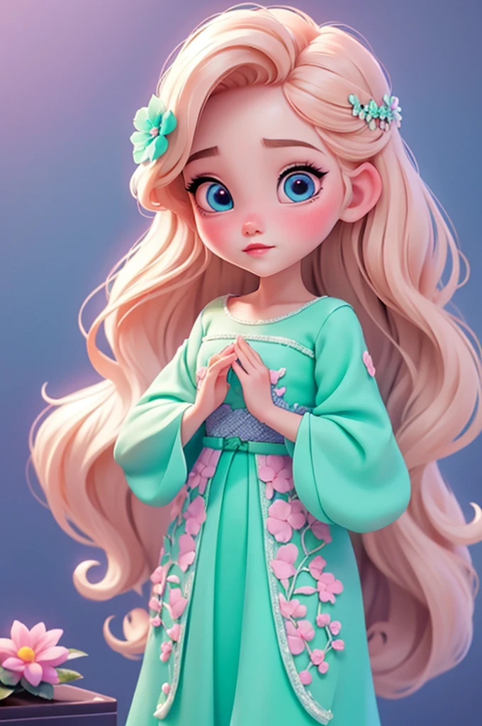 imagem de alta qualidade de uma boneca chibi Talor Swift: boneca chibi ,illustration,detalhes delicados,Pose encantadora,lovely expression,cores suaves,roupa bonita,cabelos intrincados,beautiful eyes and lips,melhor qualidade,ultra-detalhado,fotorrealista,vivid colors, solid background, profesional lighting, girly accessories, espressiva, headband flowers, blue eyes, ombre hair, long hair, basket of flowers in hands, lovely pose, black eyes, wearing a fairy outfit pastel colors glitter, mint green, pink, and soft purple, exuberant, perfect, centered in the photo with a white background, nitid, fairy vibes, standing, pink flat shoes, vibrant, white background, blonde hair, blonde hair, hair blonde

