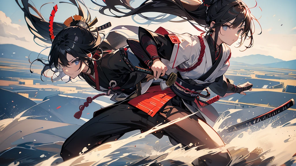 Samurai Running Through the Plains