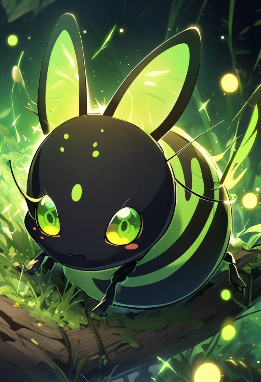 black, insect, cute , green sparks