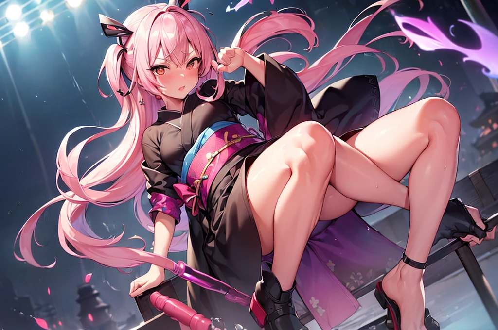 (High resolution, super high resolution: 1.5),Top quality,Ninja, girl, open kimono, sexual trap, Dripping Weak masturbation addicted girl, cock loser, vibrator, dildo, rotor, hip swing, vulgarity,Blush, sweat, oil, dark skin, squirting,Pussy play, cute face,Legs wide open