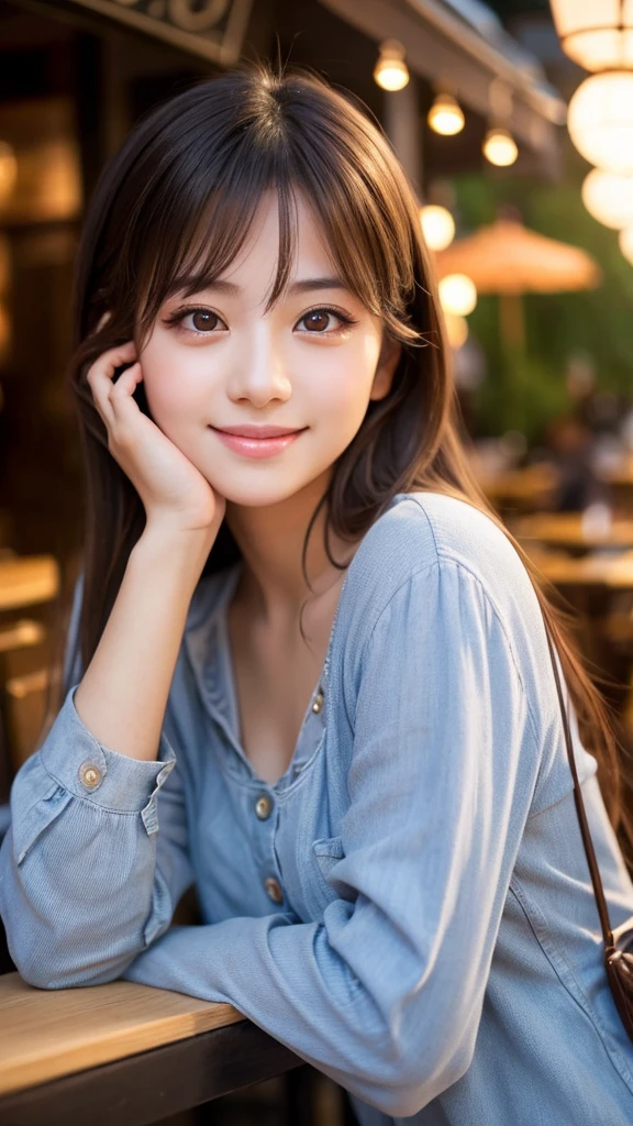 Cute girl working at a cafe terrace Japanese 19age
Professional Lighting Digital SLR Beautiful and elaborate face Perfect and beautiful face Big eyes Smile