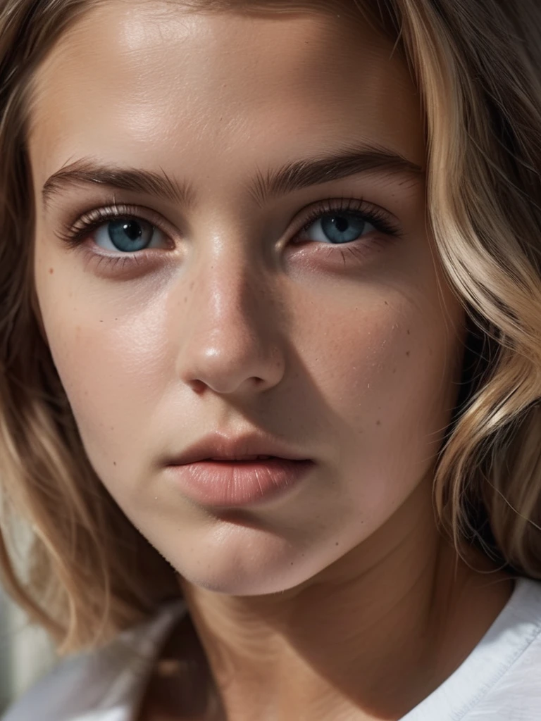 photo of Beau age 18 girl, Cheveux Pastels, taches de rousseur sexy, Beau, fermer, jeune, reflex numérique, 8k, 4K, ultraréaliste, réaliste, peau naturelle, Peau texturée