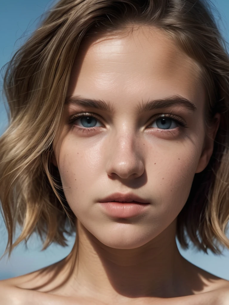 photo of Beau age 18 girl, Cheveux Pastels, taches de rousseur sexy, Beau, fermer, jeune, reflex numérique, 8k, 4K, ultraréaliste, réaliste, peau naturelle, Peau texturée