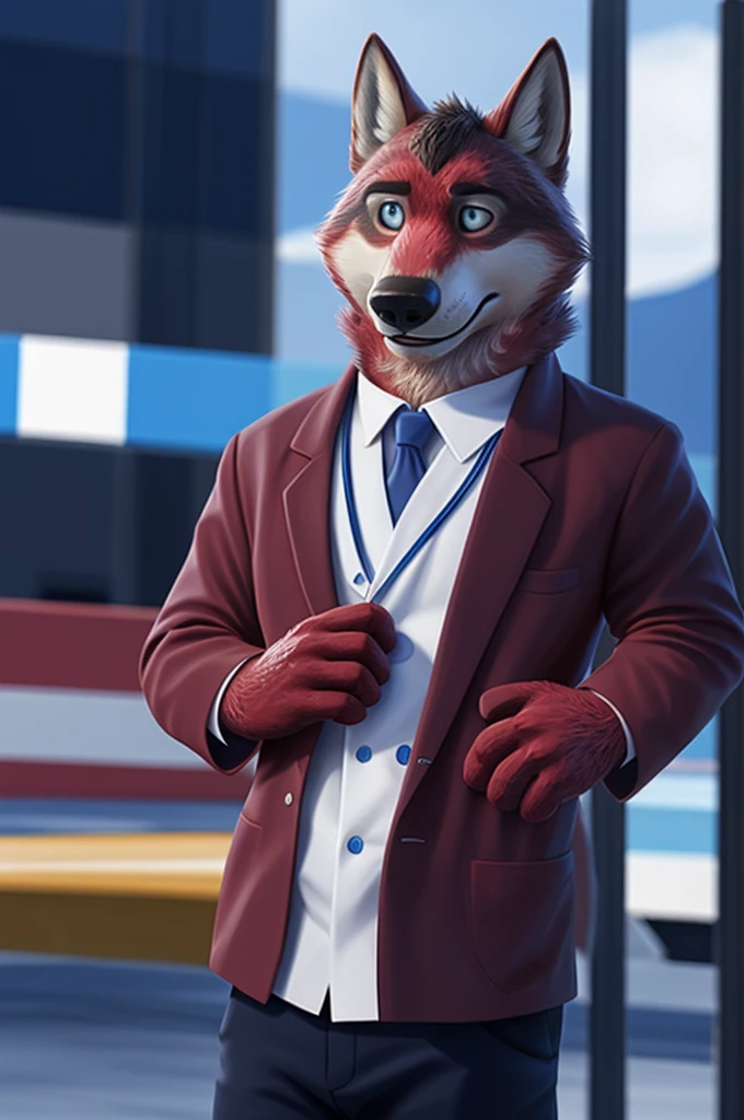 Ivan Fedorovich Wolfbach (Novosibirsk) ,tall handsome, wolf,young, 24 years, brown fur,Kind,(red body:1.3),beautiful blue eyes,Novosibirsk,dressed,blazer, lifeguard uniforms, зеленый blazer, White shirt, black tie, green pants,Doctor&#39;chevron, Ambulance, canine, wolf, detailed fur, male, second, paw pads, finger claws,At the viewer, 5 fingers, paws, 5 fingers, smile, wrist watch, т nextel,by xenoforge, (difficult, high detail, digital photography, soft focus, RAW theater variety,Very close to the camera сидит, office,Novosibirsk, smile, good mood, positive, Very close to the camera,Russian Emergency Situations Ministry, 
Photorealism, realistic, photorealistic, digital style, Subsurface scattering,I&#39;m looking at the viewer, в office, nursing brother, syringes, stethoscope, 
masterpiece, Best quality, ultra realistic, 8 thousand.)