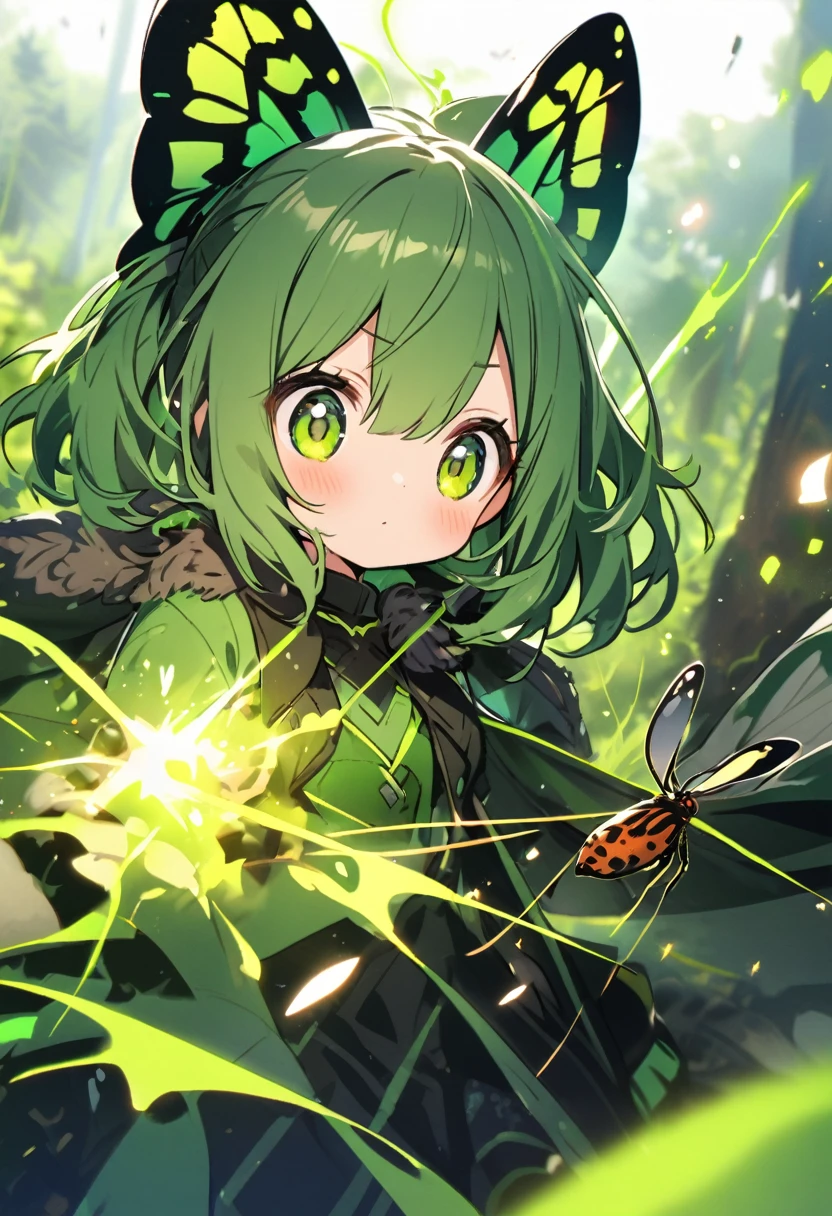 black, insect, cute , green sparks