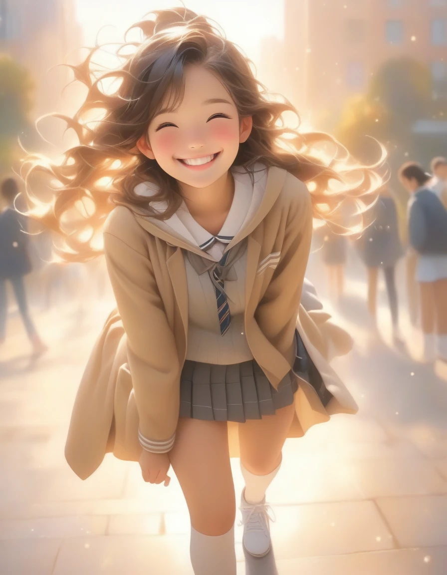 high school girl、whole body、smile、Are standing、1girl