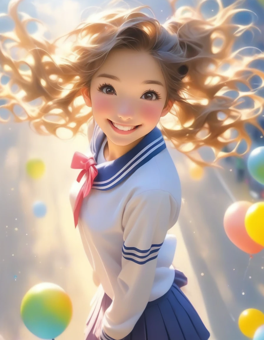 high school girl、whole body、smile、Are standing、1girl