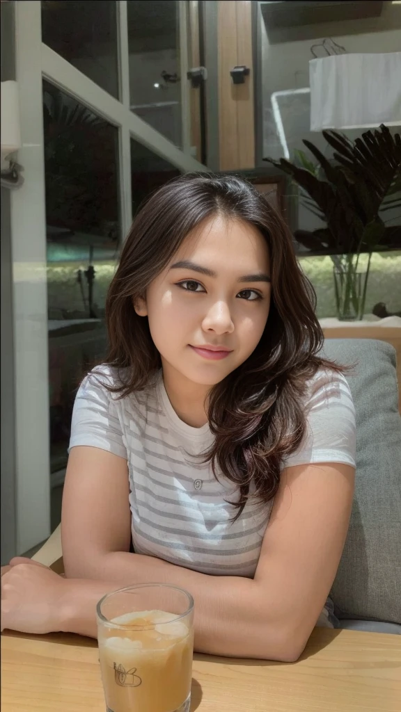 1girl, solo, sensual woman, clear lighting, (Indonesian_high_school), semi-curvy body, indoors, pose on bed, detailed face, detailed eyes, in the middle, unparalleled beauty, looking at the camera , thick breasts, detailed skin, muscle legs, thick arms, six pack belly, looking at the audience,wearing short skirt, wearing tide shirt, (8k, RAW photo, best quality, masterpiece: 1.2), (realistic, realistic: 1.37), ultra-high resolution