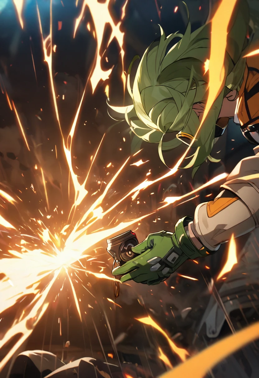 green glove, item, sparks