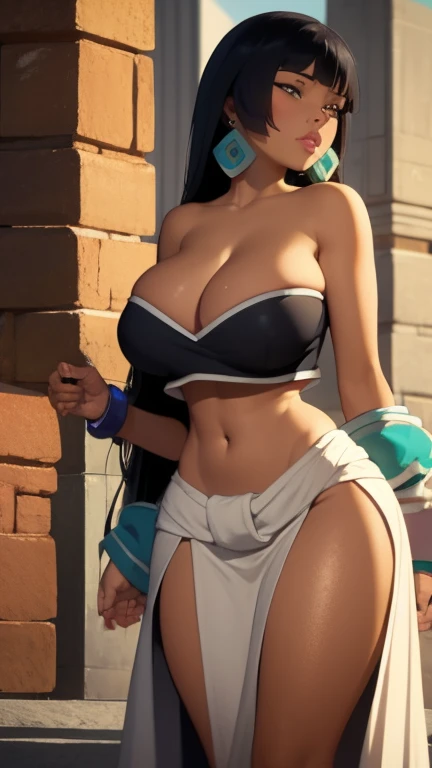 Chel has large breasts 