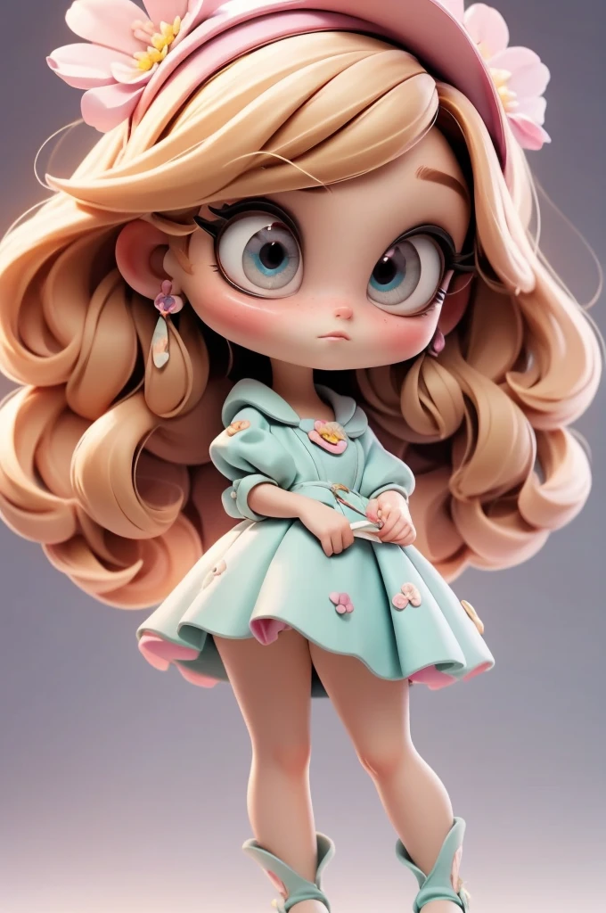 imagem de alta qualidade de uma boneca chibi Talor Swift: boneca chibi ,illustration,detalhes delicados,Pose encantadora,lovely expression,cores suaves,roupa bonita,cabelos intrincados,beautiful eyes and lips,melhor qualidade,ultra-detalhado,fotorrealista,vivid colors, solid background, profesional lighting, girly accessories, espressiva, headband flowers, blue eyes, ombre hair, long hair, basket of flowers in hands, lovely pose, black eyes, wearing a fairy outfit pastel colors glitter, mint green, pink, and soft purple, exuberant, perfect, centered in the photo with a white background, nitid, fairy vibes, standing, pink flat shoes, vibrant, white background, blonde hair, blonde hair, hair blonde
