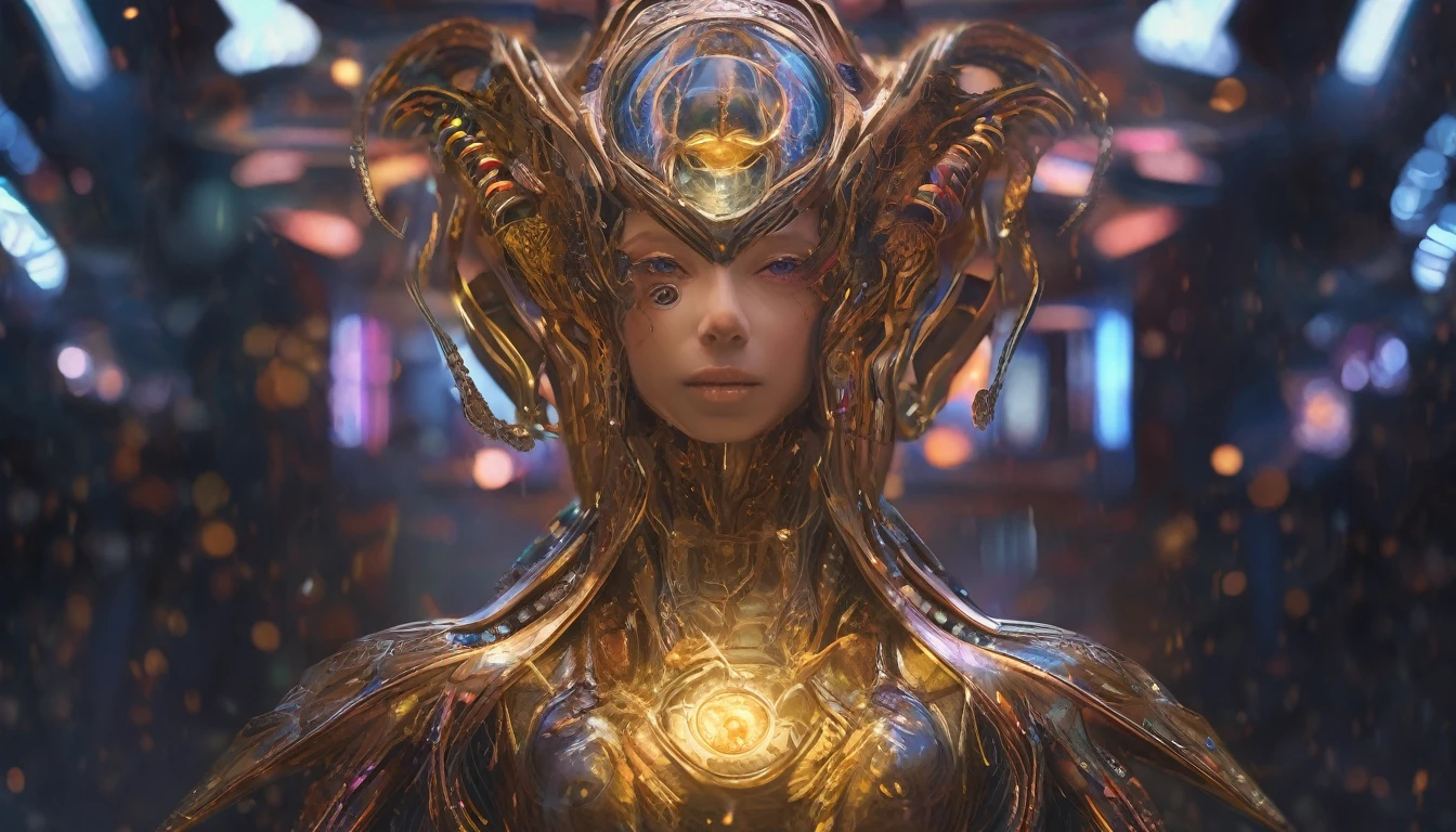 Future female high-dimensional aliens from another dimension，Cosmic，Powerful magic from an unknown dimension，Front bust，Busts and hand portraits，Frontal image，