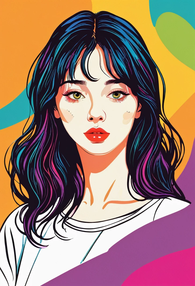 color,1 Girl, ,Vector Graphics